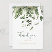 Carte De Remerciements Mariage photo, mariage vert feuille jardin (Devant)