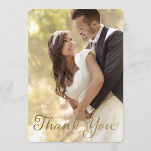 Carte De Remerciements Mariage photo Merci, effet Faux Gold Foil