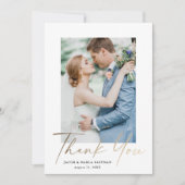 Carte De Remerciements Mariage photo miniature Gold Script Modern (Devant)