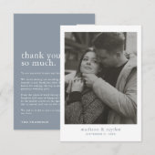 Carte De Remerciements Mariage photo minimal chic Dusty Blue (Devant / Derrière)