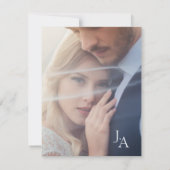 Carte De Remerciements Mariage photo minimal Royal Blue Opulence Script (Dos)