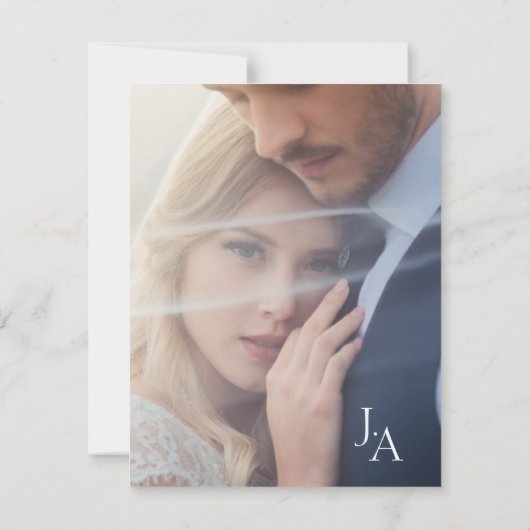 Carte De Remerciements Mariage photo minimal Royal Blue Opulence Script (Dos)