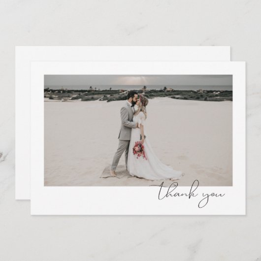 Carte De Remerciements Mariage photo minimal simple et élégant (Devant / Derrière)