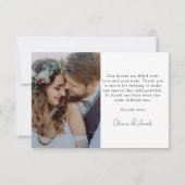 Carte de remerciements Mariage photo minimaliste (Dos)
