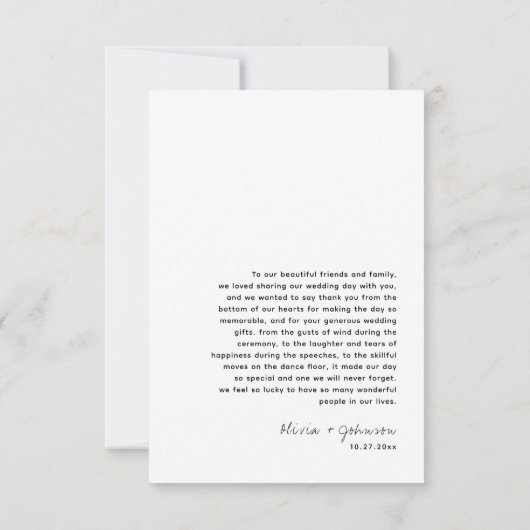 Carte De Remerciements Mariage photo minimaliste (Dos)