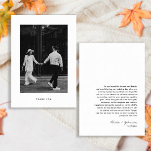 Carte De Remerciements Mariage photo minimaliste