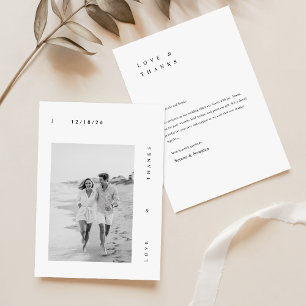 Carte de remerciements Mariage photo minimaliste