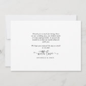 Carte De Remerciements Mariage photo minimaliste (Dos)