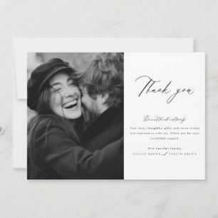 Carte De Remerciements Mariage photo minimaliste de script moderne