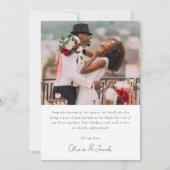 Carte De Remerciements Mariage photo minimaliste moderne (Devant)