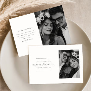 Carte De Remerciements Mariage photo minimaliste moderne