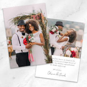 Carte De Remerciements Mariage photo minimaliste moderne