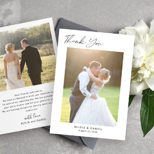 Carte De Remerciements Mariage photo minimaliste moderne