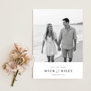 Carte De Remerciements Mariage photo minimaliste simple