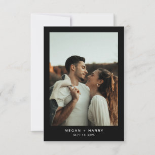 Carte De Remerciements Mariage photo minimaliste simple noir