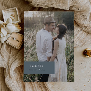 Carte De Remerciements MARIAGE photo minimaliste Vintage plat EMELIA