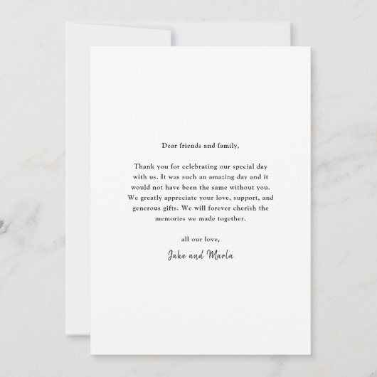 Carte De Remerciements Mariage photo Modern Script 3 (Dos)