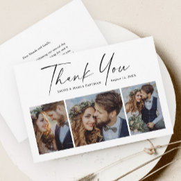 Carte De Remerciements Mariage photo Modern Script 3