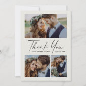 Carte De Remerciements Mariage photo Modern Script 3 (Devant)