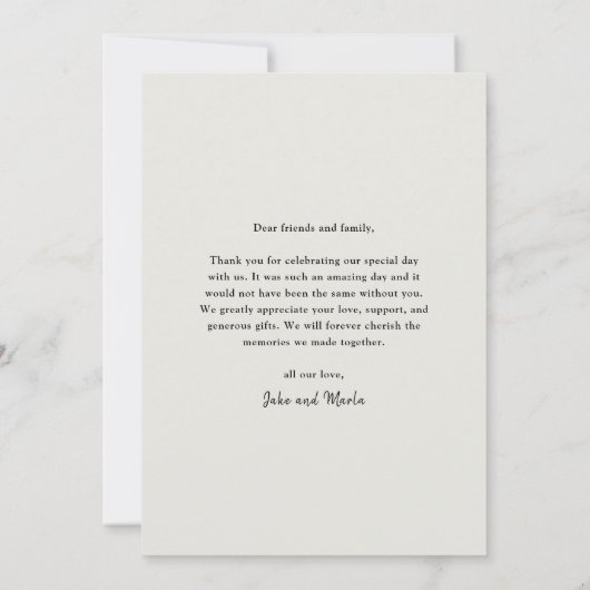 Carte De Remerciements Mariage photo Modern Script 3 (Dos)