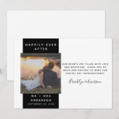 Carte De Remerciements Mariage photo moderne (Devant / Derrière)