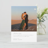 Carte De Remerciements Mariage photo moderne à script simple (Debout devant)