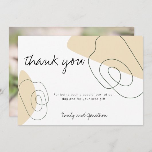 Carte De Remerciements Mariage photo moderne Abstrait Shapes Lines (Devant / Derrière)