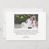 Carte De Remerciements Mariage photo moderne avec lettres main noire (Dos)