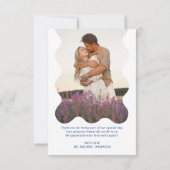 Carte De Remerciements Mariage photo moderne Blue Lavender Wave (Dos)