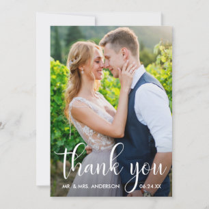 Carte De Remerciements Mariage Photo Moderne Calligraphie Script