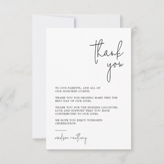 Carte De Remerciements Mariage photo moderne chic (Devant)