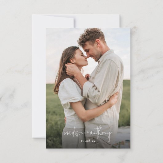 Carte De Remerciements Mariage photo moderne chic (Dos)