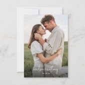 Carte De Remerciements Mariage photo moderne chic et élégant Navy Blue (Dos)