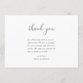 Carte De Remerciements Mariage photo moderne élégant (Dos)