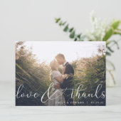 Carte De Remerciements Mariage photo moderne élégant (Debout devant)