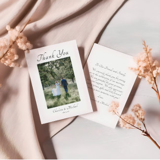 Carte De Remerciements Mariage photo moderne élégante