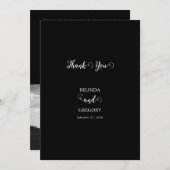 Carte De Remerciements Mariage photo moderne en noir et blanc (Devant / Derrière)