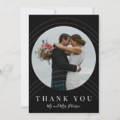 Carte De Remerciements Mariage photo moderne en noir et blanc (Devant)