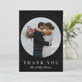 Carte De Remerciements Mariage photo moderne en noir et blanc (Debout devant)