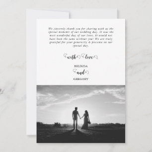 Carte De Remerciements Mariage photo moderne en noir et blanc