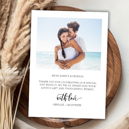 Carte De Remerciements Mariage photo moderne énorme script Whimsical 2