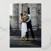 Carte de remerciements Mariage photo moderne minim (Recto)