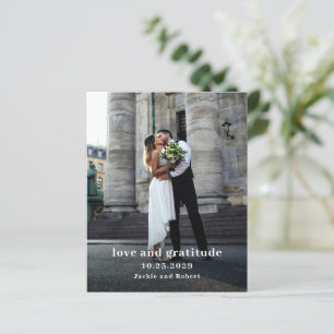 Carte de remerciements Mariage photo moderne minim