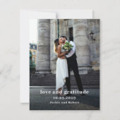 Carte De Remerciements Mariage photo moderne minimal (Devant)