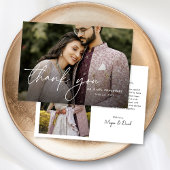 Carte De Remerciements Mariage photo moderne minimal élégant à la main