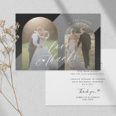 Carte De Remerciements Mariage photo moderne noir blanc élégant