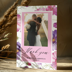 Carte De Remerciements Mariage photo moderne Purple Rose Blossom