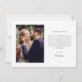 Carte De Remerciements Mariage Photo Moderne Script Minimal (Dos)