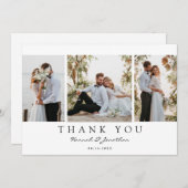 Carte De Remerciements Mariage photo moderne Script personnalisé 3 (Devant / Derrière)