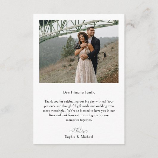 Carte De Remerciements Mariage photo moderne simple (Dos)